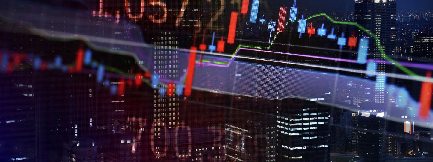 Imagen de una ciudad con imágenes de trading